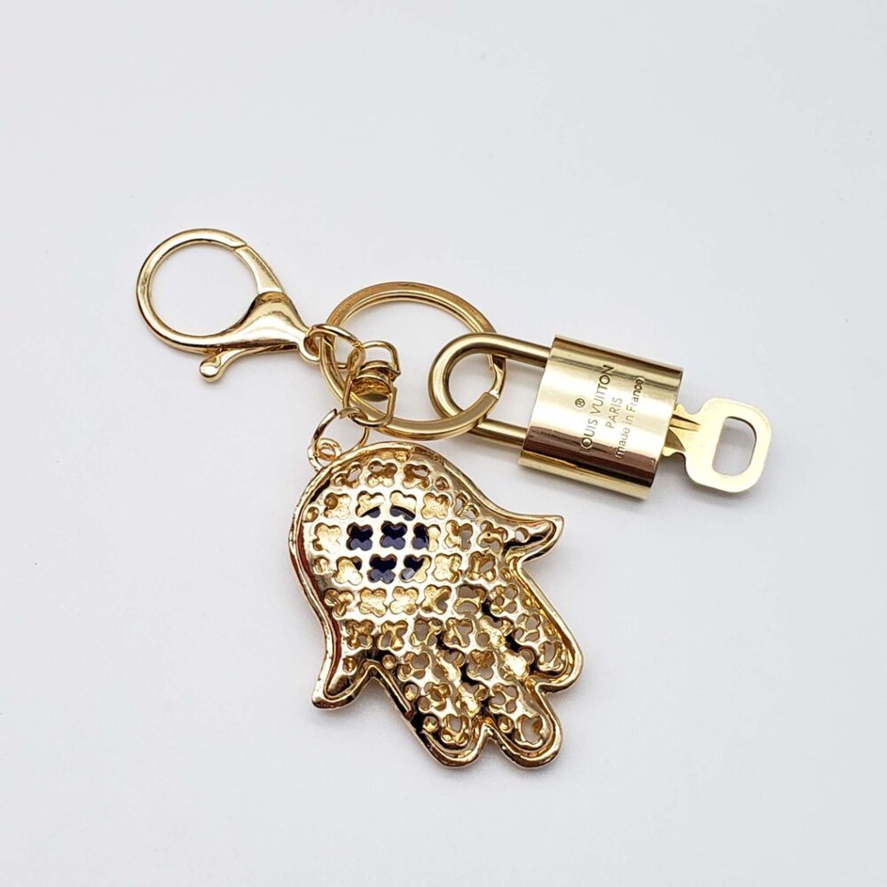 Louis Vuitton Gold Lock 🔒 Authentic LV Key + Unbranded Evil Eye Bag Charm - Picture 5 of 7